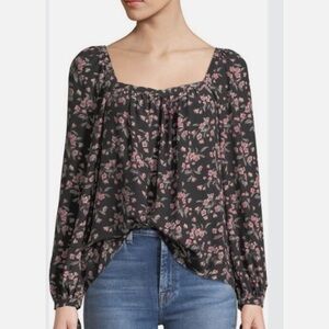 🆕 NWT Rebecca Taylor Tilda Silk Floral Square-Neck Tie Sleeve Flowy Blouse Sz S